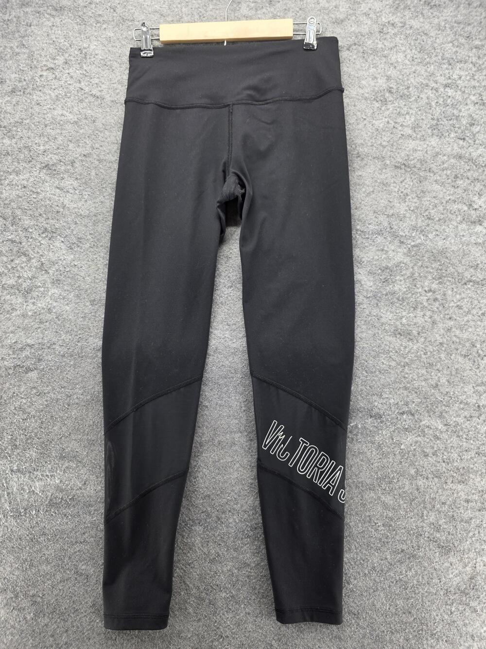 Victoria Sport Pants Womens Medium Black Knockout Tight Leggings Mesh Panels